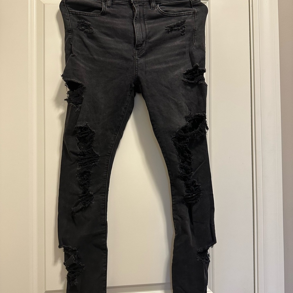 American Eagle Outfitters Black Distressed Skinny Jeans